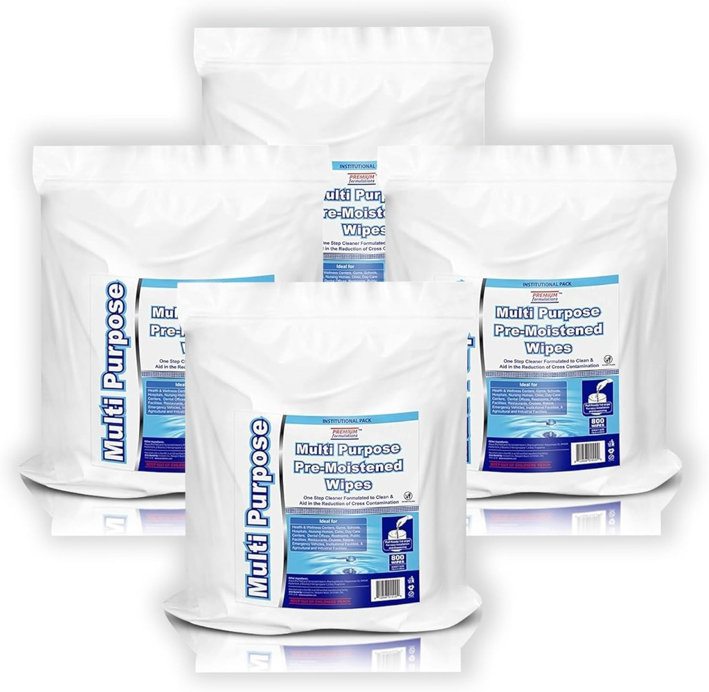 Wet Wipes Bulk - 4 x 800 Count Refill Bags (3,200 Wipes)